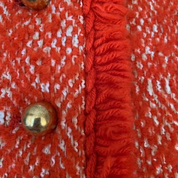 J Crew  Orange Red Fringe  Tweed Blazer - Picture 8 of 11